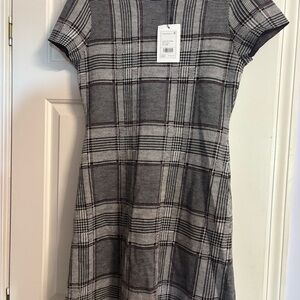 NWT Theory Plaid Short Sleeve Knit Dress